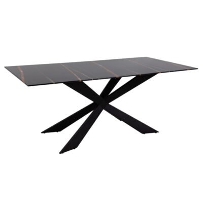 FLAME ΤΡΑΠΕΖΙ ΜΑΥΡΟ ΜΕ ΟΨΗ ΜΑΡΜΑΡΟΥ 180x90xH75cm