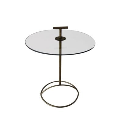 VITRO SIDE TABLE ΔΙΑΦΑΝΟ BRASS 50x50xH65/74cm