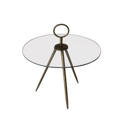VETRI SIDE TABLE ΔΙΑΦΑΝΟ BRASS 45x45xH49,5/64cm