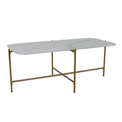 GLAM COFFEE TABLE ΛΕΥΚΟ ΜΕ ΟΨΗ ΜΑΡΜΑΡΟΥ ΧΡΥΣΟ 113x58xH43cm