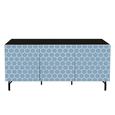 BEE ΜΠΟΥΦΕΣ ΜΠΛΕ ΜΕ PATTERN ΜΑΥΡΟ 140x40xH70cm