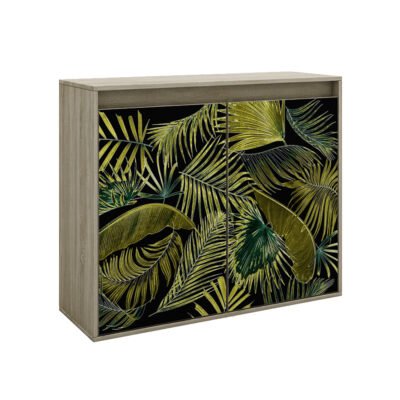 JUNGLE ΚΟΜΟΤΑ-ΠΑΠΟΥΤΣΟΘΗΚΗ 2ΠΟΡΤΕΣ SONOMA ΣΚΟΥΡΟ JUNGLE 101,2x40xH84cm