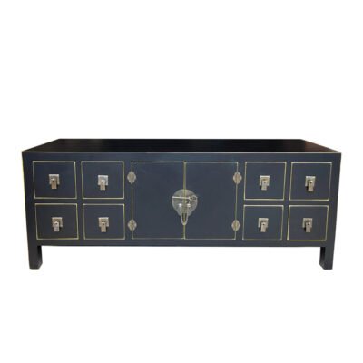 JAPANESE TV STAND ΜΑΥΡΟ ΧΡΥΣΟ 130x40xH50,5cm