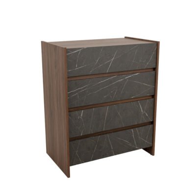 CARACAS COMMODE 4DRAWERS MELAMINE WALNUT STONE E1 EU