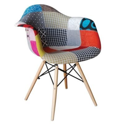 ALEA Wood Πολυθρόνα Ξύλο, PP Ύφασμα Patchwork