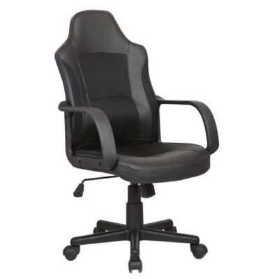 BF2850 Πολυθρόνα Γραφείου Διευθυντή, Mesh Μαύρο, PU Μαύρο