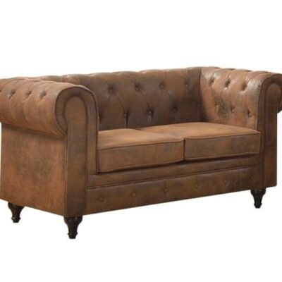 CHESTERFIELD Kαναπές 2Θέσιος Σαλονιού - Καθιστικού, Ύφασμα Απόχρωση Καφέ Camel