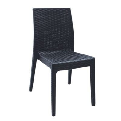 DAFNE Καρέκλα Τραπεζαρίας Κήπου Στοιβαζόμενη, PP Rattan Look UV Protection, Ανθρακί